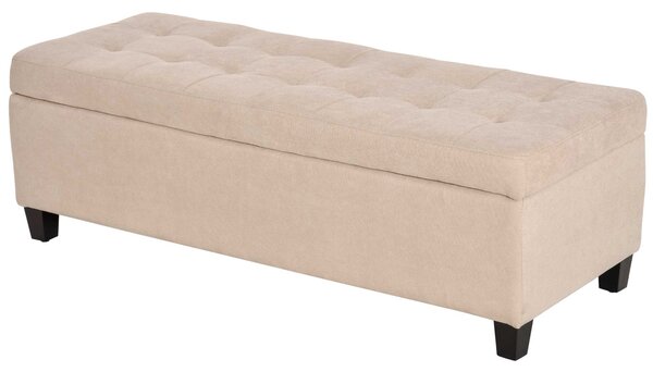HOMCOM Polsterbank con spazio di stoccaggio, dettaglio di bottoni, fino a 120 kg, 125 x 49 x 41,5 cm, Beige
