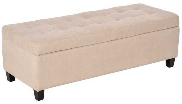 HOMCOM Polsterbank con spazio di stoccaggio, dettaglio di bottoni, fino a 120 kg, 125 x 49 x 41,5 cm, Beige