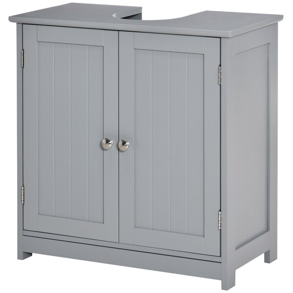 Kleankin Mobile bagno sottolavabo - mobile sottolavabo - mobile 2 ante con ripiano 60L x 30P x 60A cm - in legno Grigio