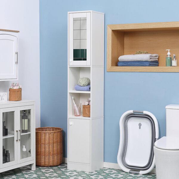 Kleankin Mobile Colonna Bagno Armadio Alto con Ripiano Regolabile - 30 x 28 x 170 cm - Bianco