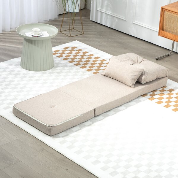HOMCOM Poltrona divano letto convertibile poltrona 1 posto con 1 cuscino con schienale regolabile, beige