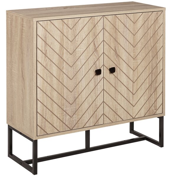 HOMCOM Buffet mobile da archiviazione con 2 porte in legno e piedini in metallo nero dim. 80L x 29,5P x 80A cm