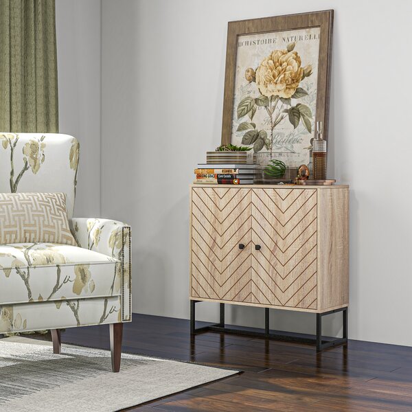 HOMCOM Buffet mobile da archiviazione con 2 porte in legno e piedini in metallo nero dim. 80L x 29,5P x 80A cm