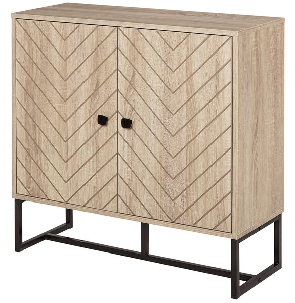 HOMCOM Buffet mobile da archiviazione con 2 porte in legno e piedini in metallo nero dim. 80L x 29,5P x 80A cm