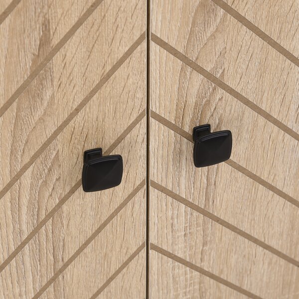 HOMCOM Buffet mobile da archiviazione con 2 porte in legno e piedini in metallo nero dim. 80L x 29,5P x 80A cm