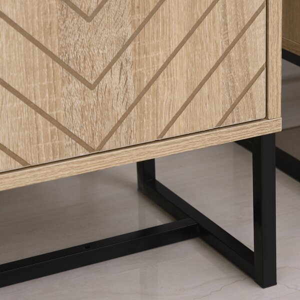 HOMCOM Buffet mobile da archiviazione con 2 porte in legno e piedini in metallo nero dim. 80L x 29,5P x 80A cm