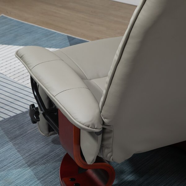 HOMCOM Poltrona relax reclinabile poggiapiedi regolabile girevole 360° struttura in legno rivestimento sintetico grigio