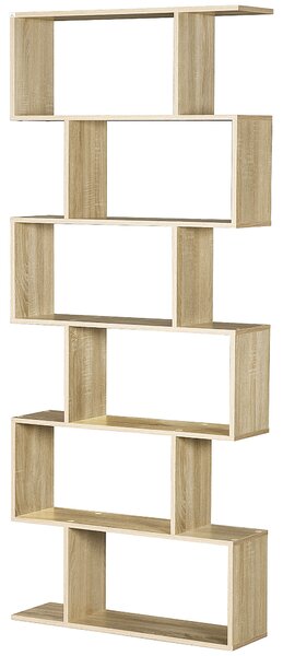 HOMCOM Libreria Etagere Zig zag Design Contemporaneo 80L x 23P x 192A cm 6 Livelli Colore Quercia Chiaro
