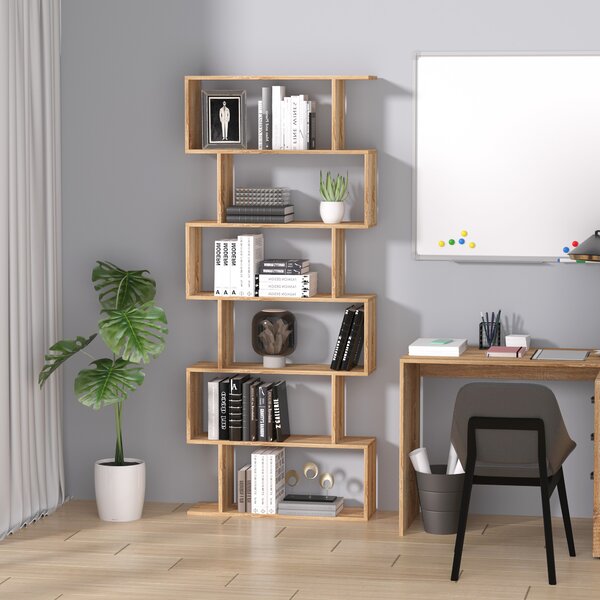 HOMCOM Libreria Etagere Zig zag Design Contemporaneo 80L x 23P x 192A cm 6 Livelli Colore Quercia Chiaro