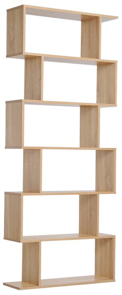 HOMCOM Libreria Etagere Zig zag Design Contemporaneo 80L x 23P x 192A cm 6 Livelli Colore Quercia Chiaro