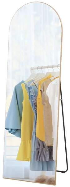 HOMCOM Specchio in figura intera 50 x 150 cm specchio da terra grande specchio da parete senza cornice per soggiorno, tono dorato