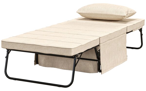 HOMCOM Poltrona letto convertibile chaise longue e pouf 4 in 1 con schienale inclinabile in 5 posizioni crema