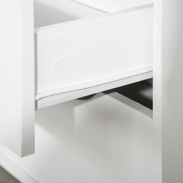 HOMCOM Cassettiera 5 cassetti Design scandinavo Mobiletto per Riporre Camera Pannelli di Particelle 99 x 39 x 101 cm Bianco Effetto rovere Chiaro