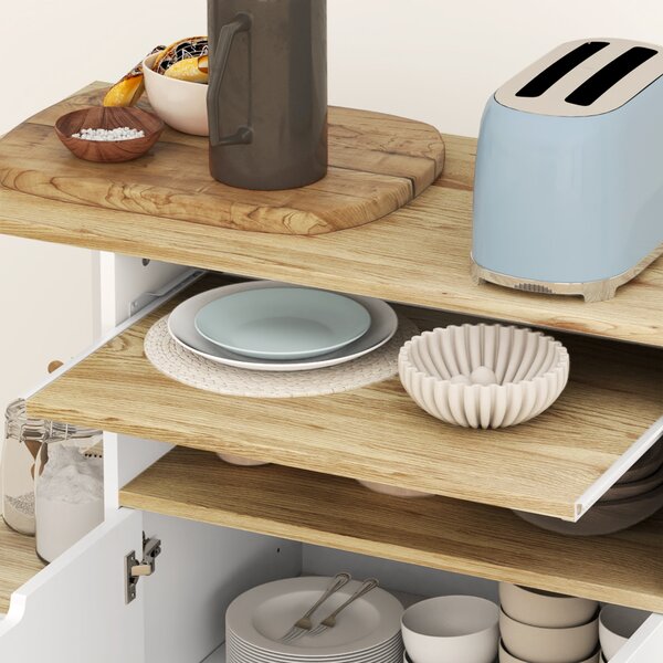 HOMCOM Carrello da Cucina con Spazio di Stoccaggio, Mobile, Ripiani Regolabili, per Cucina, Soggiorno, Sala da Pranzo, Bianco