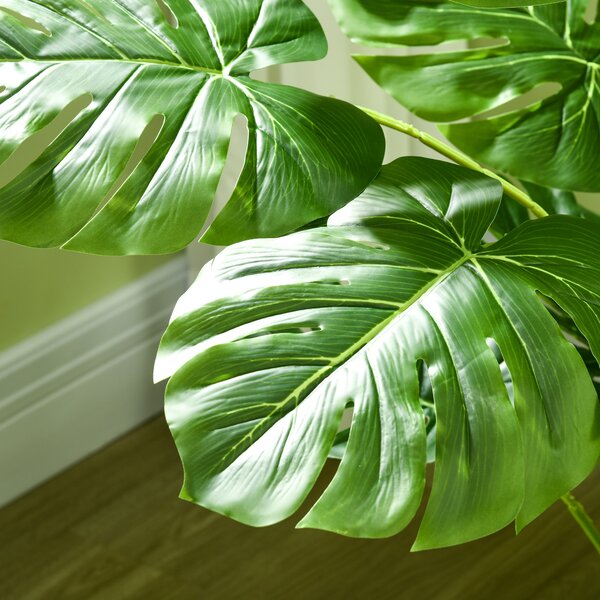 HOMCOM Pianta artificiale Pianta artificiale realistica Monstera Deliciosa,1 vaso di coltura e terriccio cementizio,17,5 cm x 17,5 cm x 120 cm, Verde | Aosom Italy