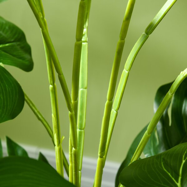HOMCOM Pianta artificiale Pianta artificiale realistica Monstera Deliciosa,1 vaso di coltura e terriccio cementizio,17,5 cm x 17,5 cm x 120 cm, Verde | Aosom Italy