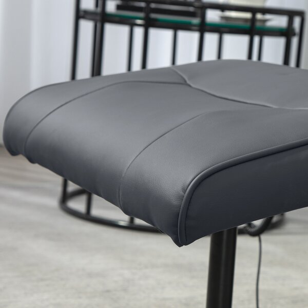 HOMCOM Poltrona massaggiante con poggiapiedi, Sedia ergonomica con 10 punti vibromassaggio, Ecopelle, 76 x 81 x 105 cm, Grigio scuro