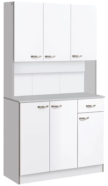 HOMCOM Credenza Cucina Moderna in Legno, Mobile Cucina con Cassetto, Bianco, 101x39x180cm| Aosom Italy