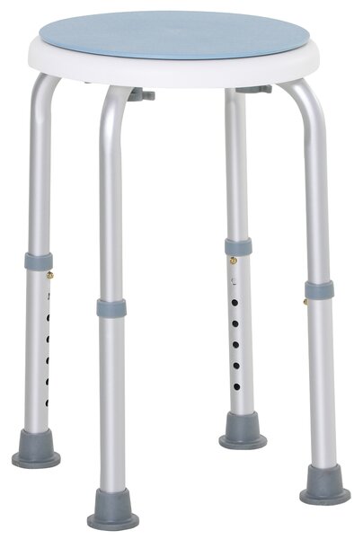 HOMCOM Sgabello da doccia sedile da doccia antiscivolo sgabello da bagno altezza regolabile girevole a 360° in alluminio