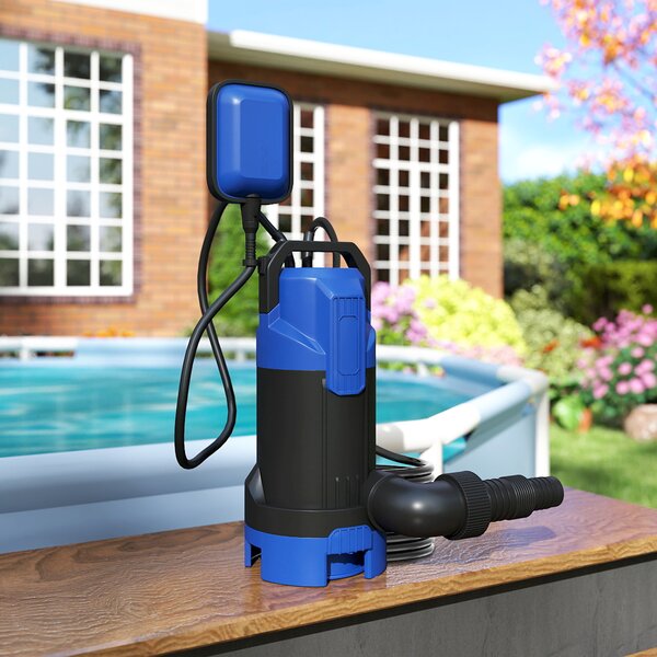 Outsunny Pompa d'Evacuazione Acque Cariche/Pulite Portata 20000L/H 750W profondità max. 7m interruttore a galleggiante 17x16x36cm nero | Aosom Italy