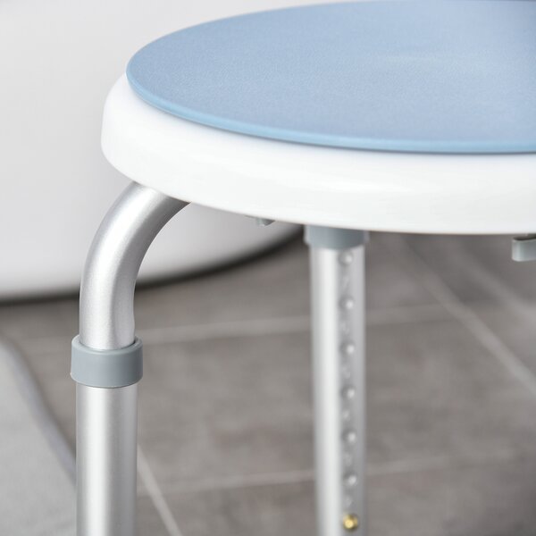 HOMCOM Sgabello da doccia sedile da doccia antiscivolo sgabello da bagno altezza regolabile girevole a 360° in alluminio
