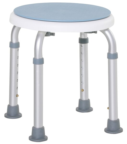 HOMCOM Sgabello da doccia sedile da doccia antiscivolo sgabello da bagno altezza regolabile girevole a 360° in alluminio