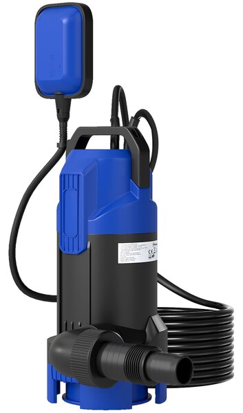 Outsunny Pompa d'Evacuazione Acque Cariche/Pulite Portata 20000L/H 750W profondità max. 7m interruttore a galleggiante 17x16x36cm nero | Aosom Italy