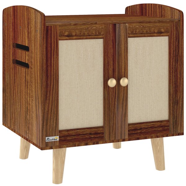 PawHut Mobile Lettiera per Gatti con Porte e Tappetini in Sisal, 55x43x59,6 cm, Marrone | Aosom Italy