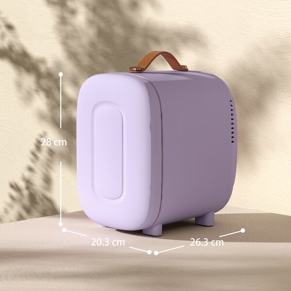 HOMCOM Frigorifero Cosmetici Extra Silenzioso, 4L, 9V/240V, 20,3x26,3x28 cm, Viola | Aosom Italy