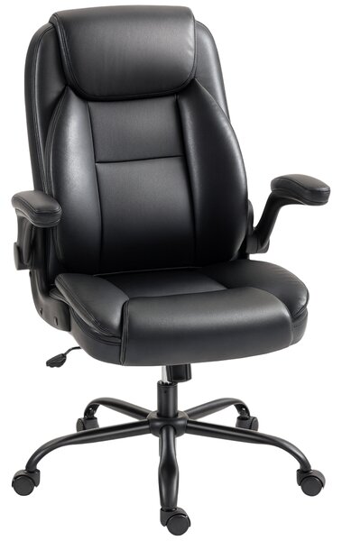 HOMCOM Poltrona da ufficio con braccioli ribaltabili, sedia da ufficio ergonomica, altezza regolabile, funzione basculante, nero | Aosom Italy