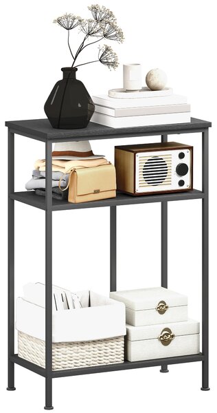 Consolle da Ingresso 55x30x81 cm a 3 Ripiani in Metallo e Legno Nero