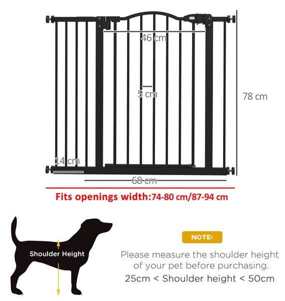 PawHut Cancellino per Cani Regolabile da 74-94 cm con Estensione, Montaggio a Pressione, Nero | Aosom Italy