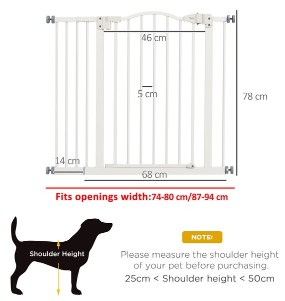 PawHut Cancellino per Cani Regolabile da 74-94 cm con Estensione, Montaggio a Pressione, Bianco | Aosom Italy