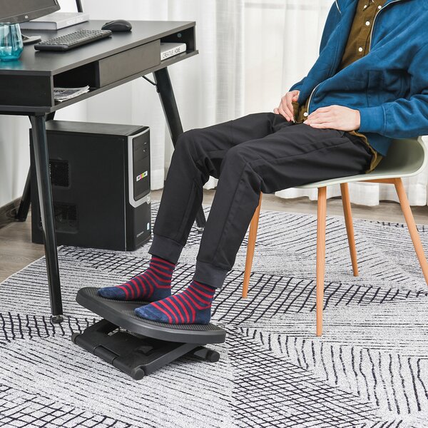 HOMCOM Pedana Poggiapiedi da Scrivania o Ufficio, Antiscivolo con Altezza Regolabile (10-16.5cm) e Angolazione 0-45°