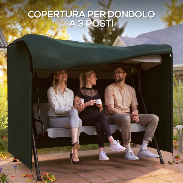Outsunny Copertura per Dondolo in Tessuto Oxford Impermeabile Ani-Raggi UV, Telo per Dondolo, 205x124x164cm, Verde | Aosom Italy