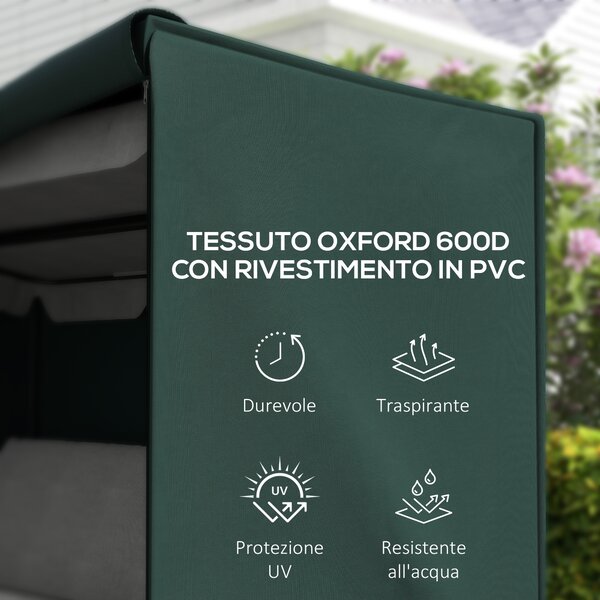 Outsunny Copertura per Dondolo in Tessuto Oxford Impermeabile Ani-Raggi UV, Telo per Dondolo, 205x124x164cm, Verde | Aosom Italy