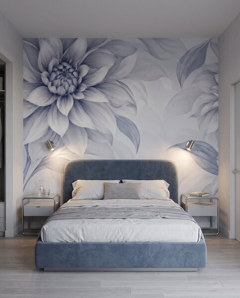 Carta da parati Grandi fiori ai bordi, Composizioni floreali, Effetto 3D, t01024v2 - Tapeko.it