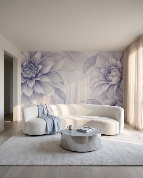 Carta da parati Grandi fiori ai bordi, Composizioni floreali, Effetto 3D, t01024v2 - Tapeko.it