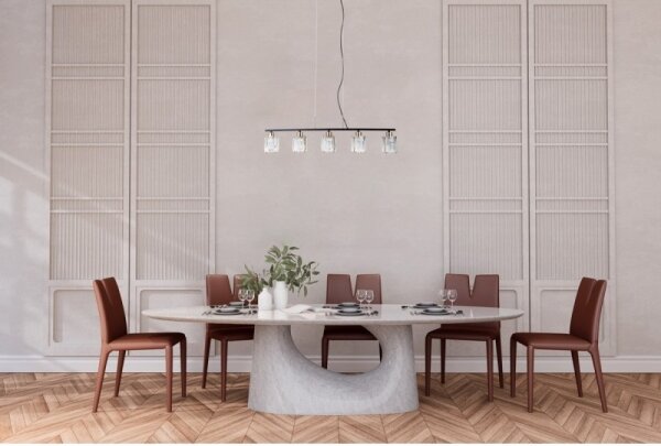 ITALUX PND-40814-5-BK-HBR - Lampadario a sospensione su cavi SIMONA 5xE14/40W/230V nero/oro