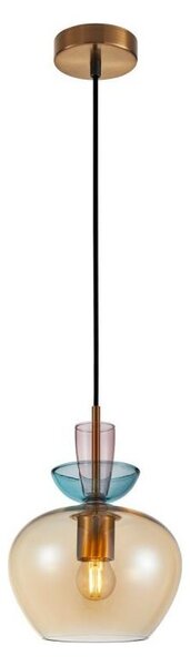 ITALUX PND-31882-1-GD-AMB - Lampada a sospensione con cavo FANDA 1xE27/40W/230V dorato/beige fumé