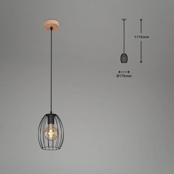 Lampadario a cavo 1xE27/60W/230V nero
