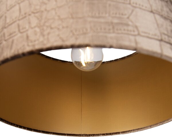 Lampada a sospensione nera con paralume a coccodrillo e interno dorato 35cm 3 luci - Cava