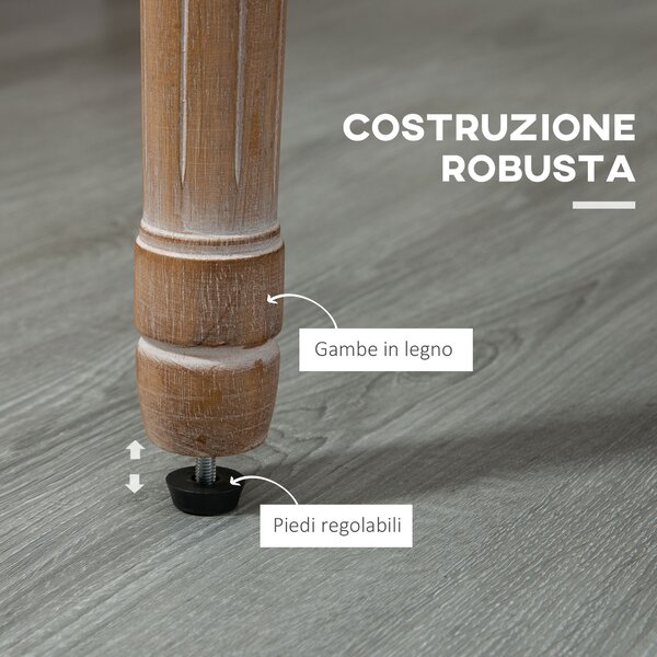 HOMCOM Sedia da Salotto Stile Classico Imbottita con Rivestimento in Tessuto, 56x54x96cm, Bianco Crema|Aosom
