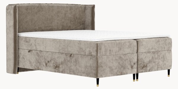 Letto boxspring in ciniglia fatto a mano con contenitore Segni, H4