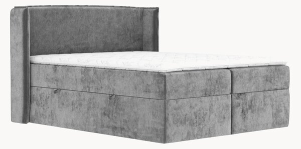Letto boxspring in ciniglia fatto a mano con contenitore Skyline, H4