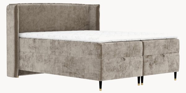 Letto boxspring in ciniglia fatto a mano con contenitore Monpelli, H4