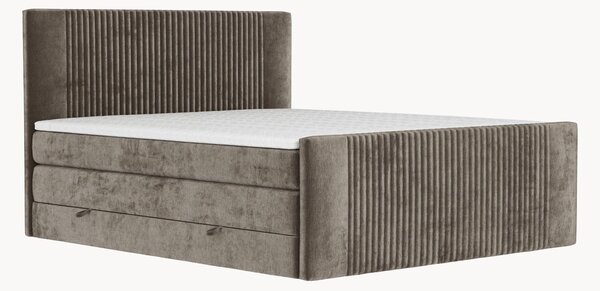 Letto boxspring in ciniglia fatto a mano con contenitore Bergamo, H3