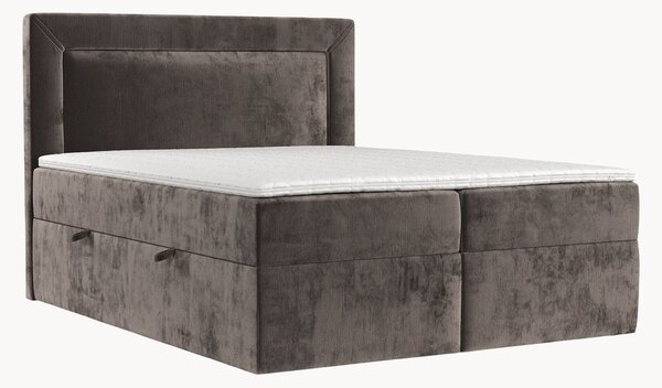 Letto boxspring in ciniglia fatto a mano con contenitore Imagine, H3