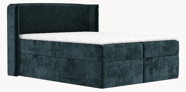 Letto boxspring in ciniglia fatto a mano con contenitore Skyline, H4