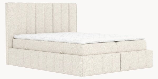Letto boxspring in bouclé fatto a mano con contenitore Moretti, H4